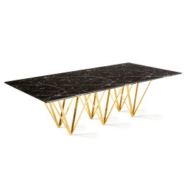 Cubierta Dicori rectangular negra con base piramidal dorada