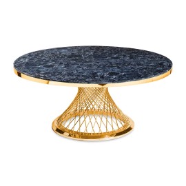 Cubierta Dicori circular azul con base fuente rose gold