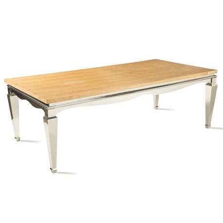 Cubierta rectangular de madera clara con base cromada